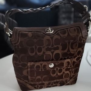 Coach signature canvas brown shoulder bag
